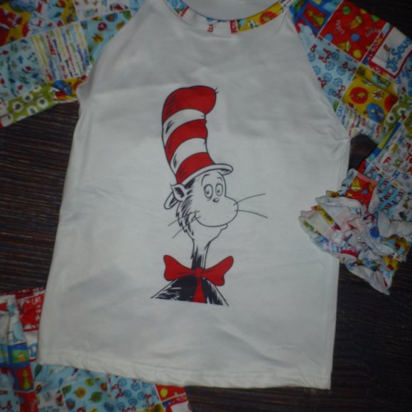 Matching Sets Dr Seuss Cat In The Hat Bell Bottoms Girls Boutique Outfit Set Poshmark